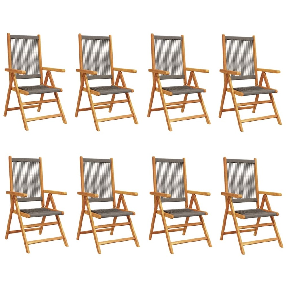 Chaises inclinables de jardin lot de 8 gris bois massif acacia