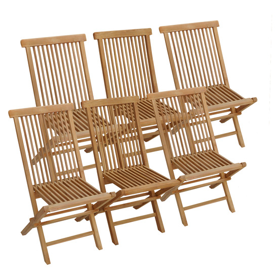 Lot de 6 chaises de jardin en teck lombok