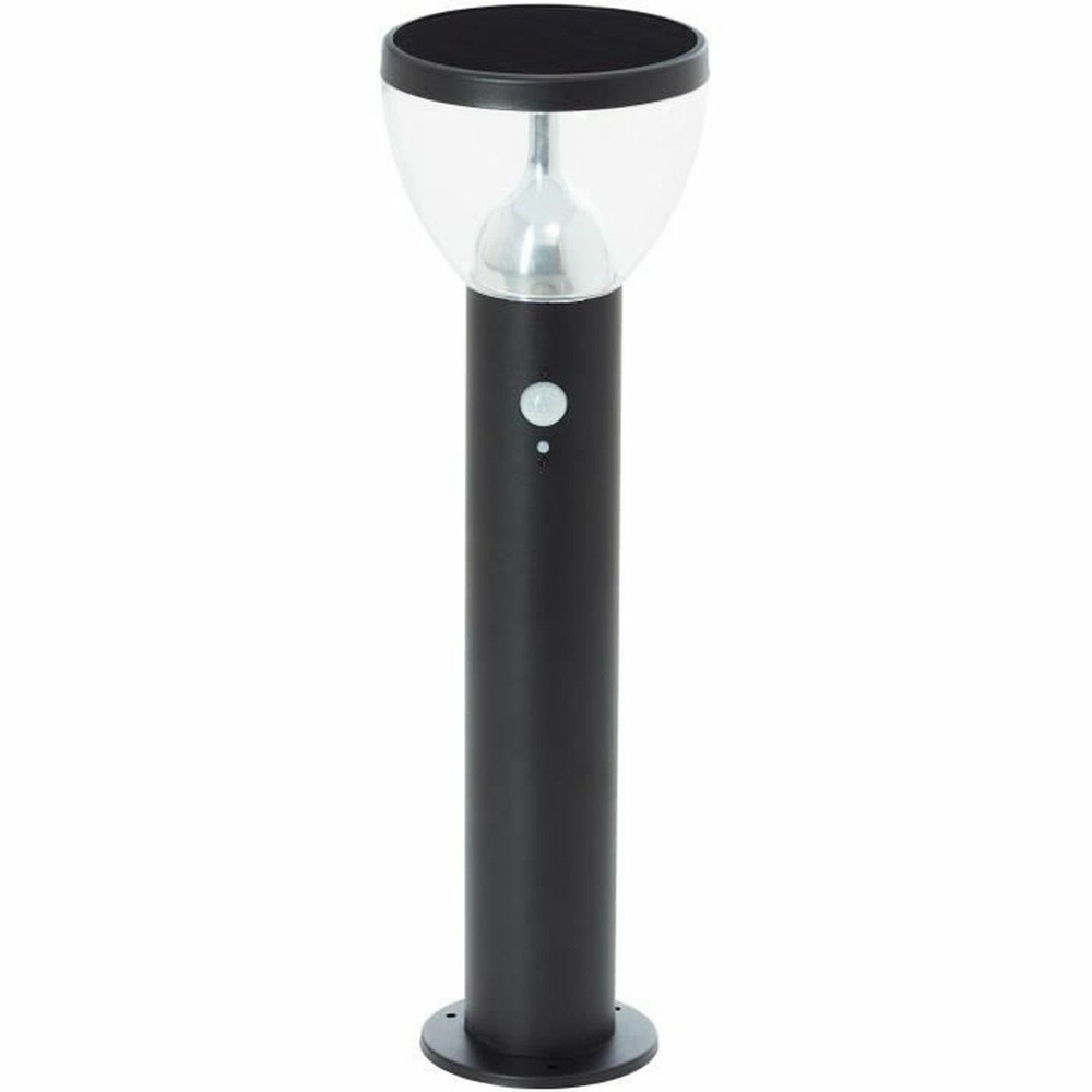 Borne extérieure led et solaire - détecteur de mouvement - inox et plastique - 4 w - noir