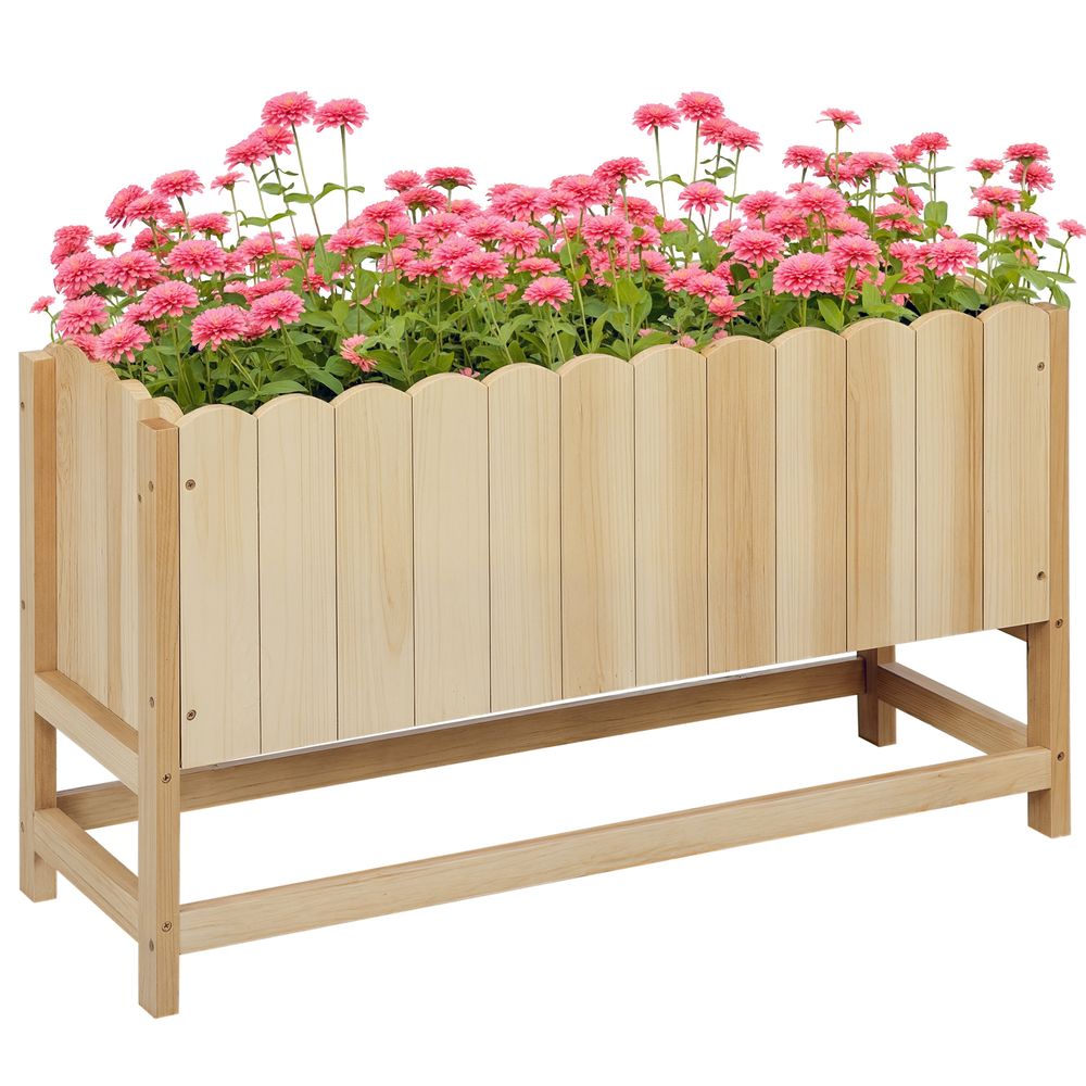 Jardinière sur pied bois terrasse carré potager surélevé géotextile 86x30x50cm naturel