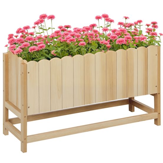 Jardinière sur pied bois terrasse carré potager surélevé géotextile 86x30x50cm naturel