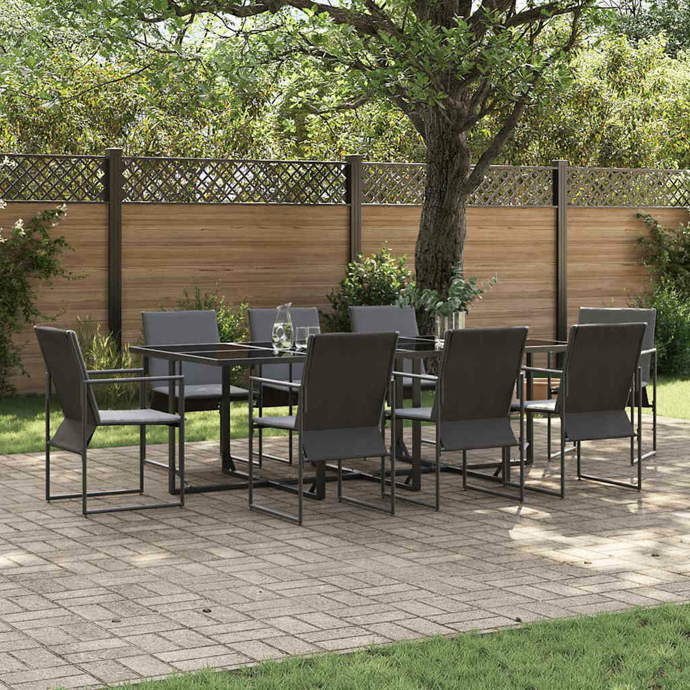 Ensemble de salle à manger pour jardin 9 pcs noir acier
