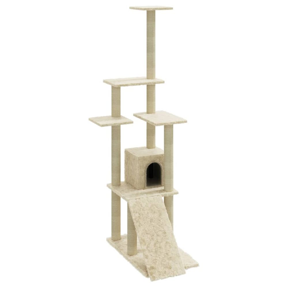 Arbre à chat avec griffoirs en sisal crème 155 cm