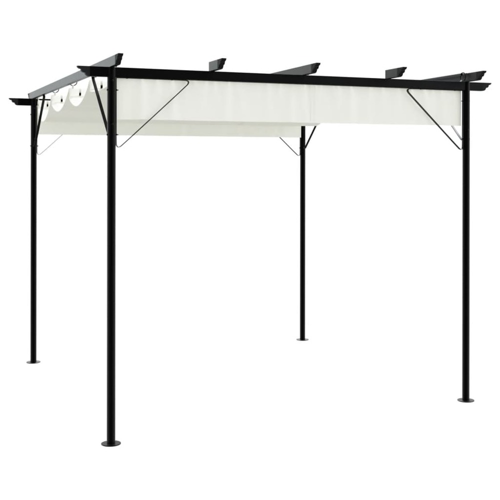 Pergola avec toit rétractable blanc crème 3 x 3 m acier