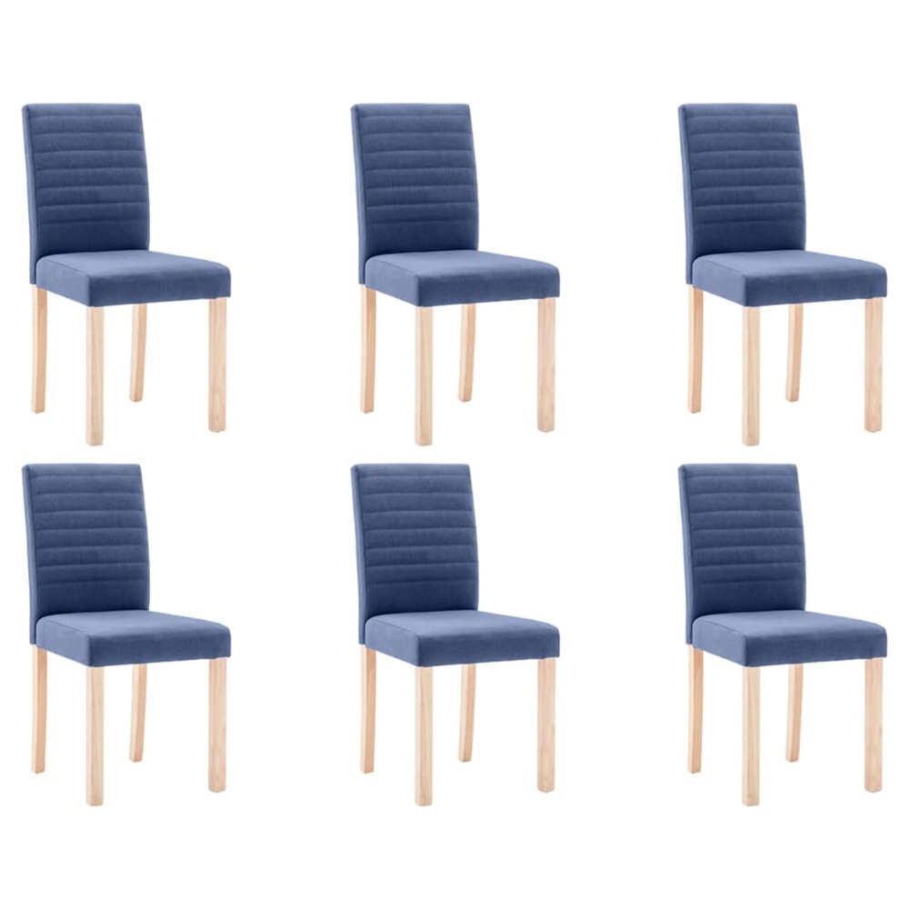 Chaises de salle à manger 6 pcs bleu tissu