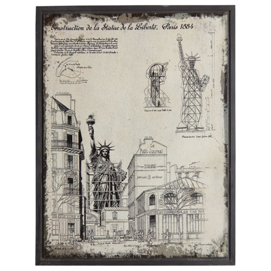 Tableau architecte en bois statue de la liberté