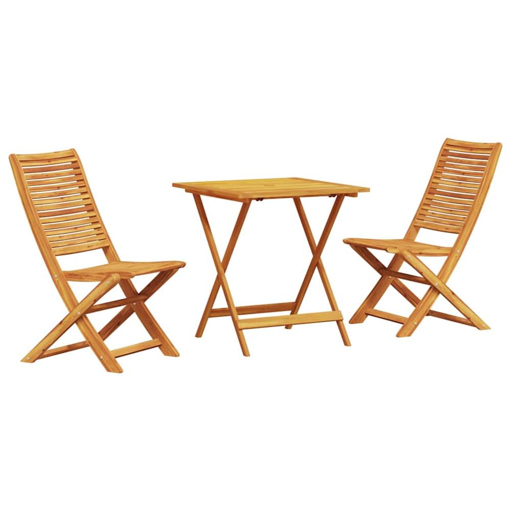 Ensemble bistro pliant 3 pc marron bois d'acacia massif