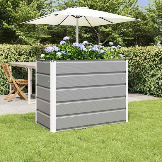 Jardinière haute acier galvanisé pour jardin et balcon design surélevé 100x50x77 cm gris clair