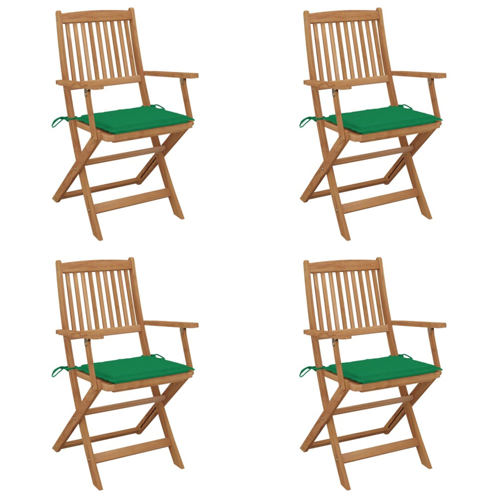 Chaises pliables de jardin lot de 4 avec coussins bois d'acacia