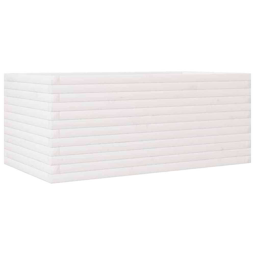 Jardinière blanc 110x60x45,5 cm bois de pin massif