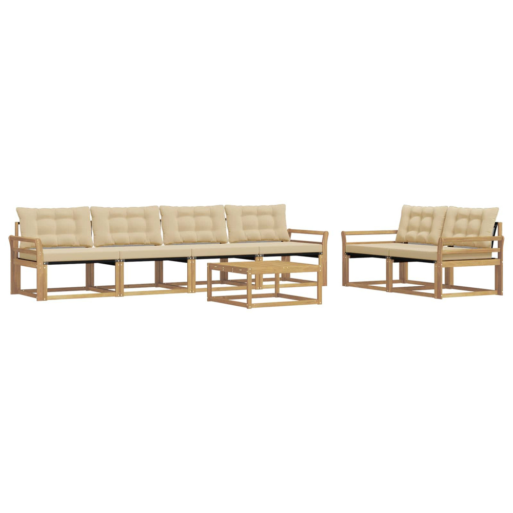 Ensemble de canapés d'extérieur 7 pcs blanc et beige