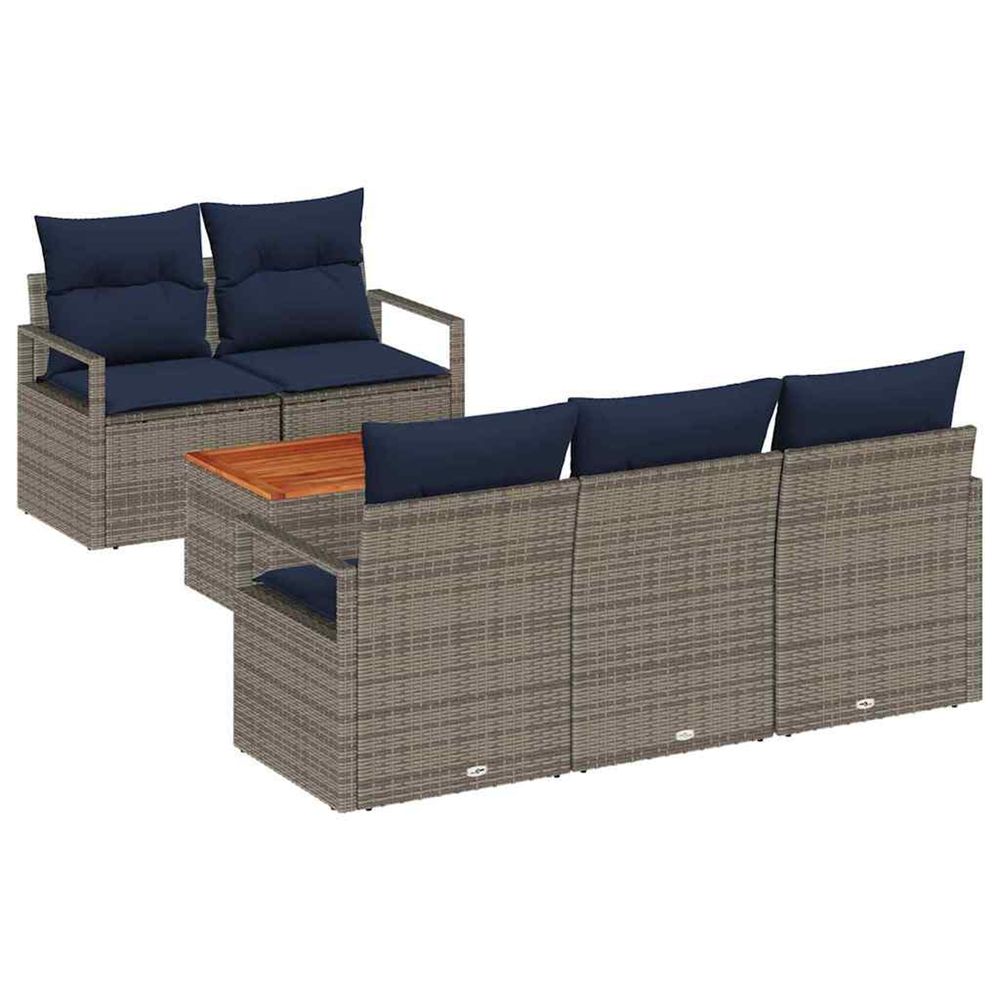 Ensemble de canapé de jardin 6 pc gris polyrotin