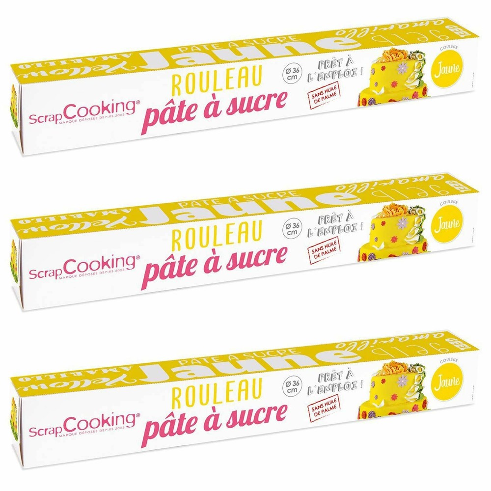 3 pâtes à sucre en rouleau jaunes ø 36 cm