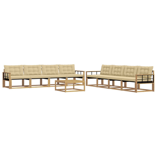 Ensemble de canapés d'extérieur 9 pcs blanc et beige