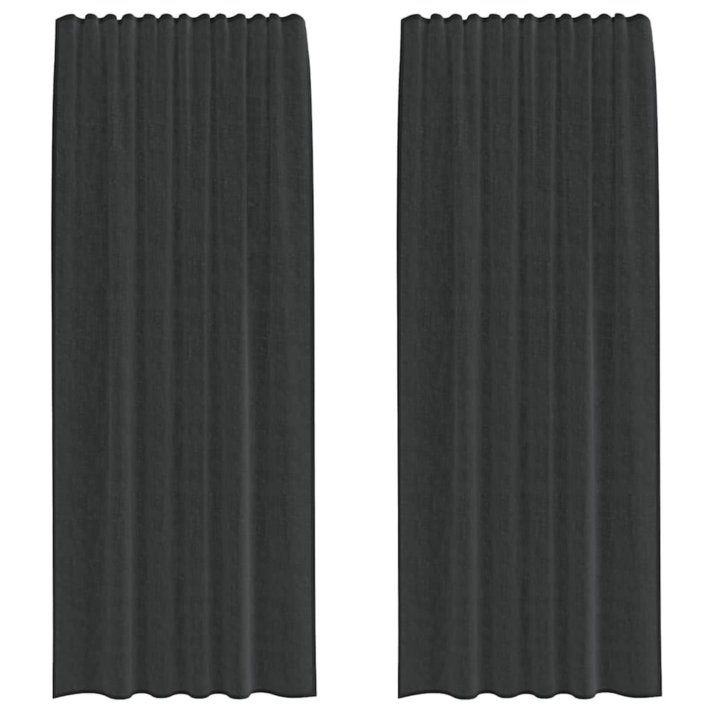 Rideaux en voile avec passe-tringles 2 pcs noir