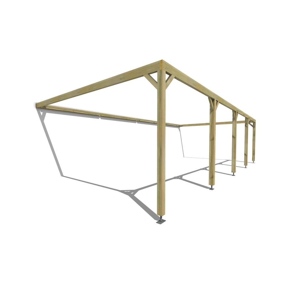 Pergola bois • 10m x 5m • adossée • cadre simple • livraison comprise