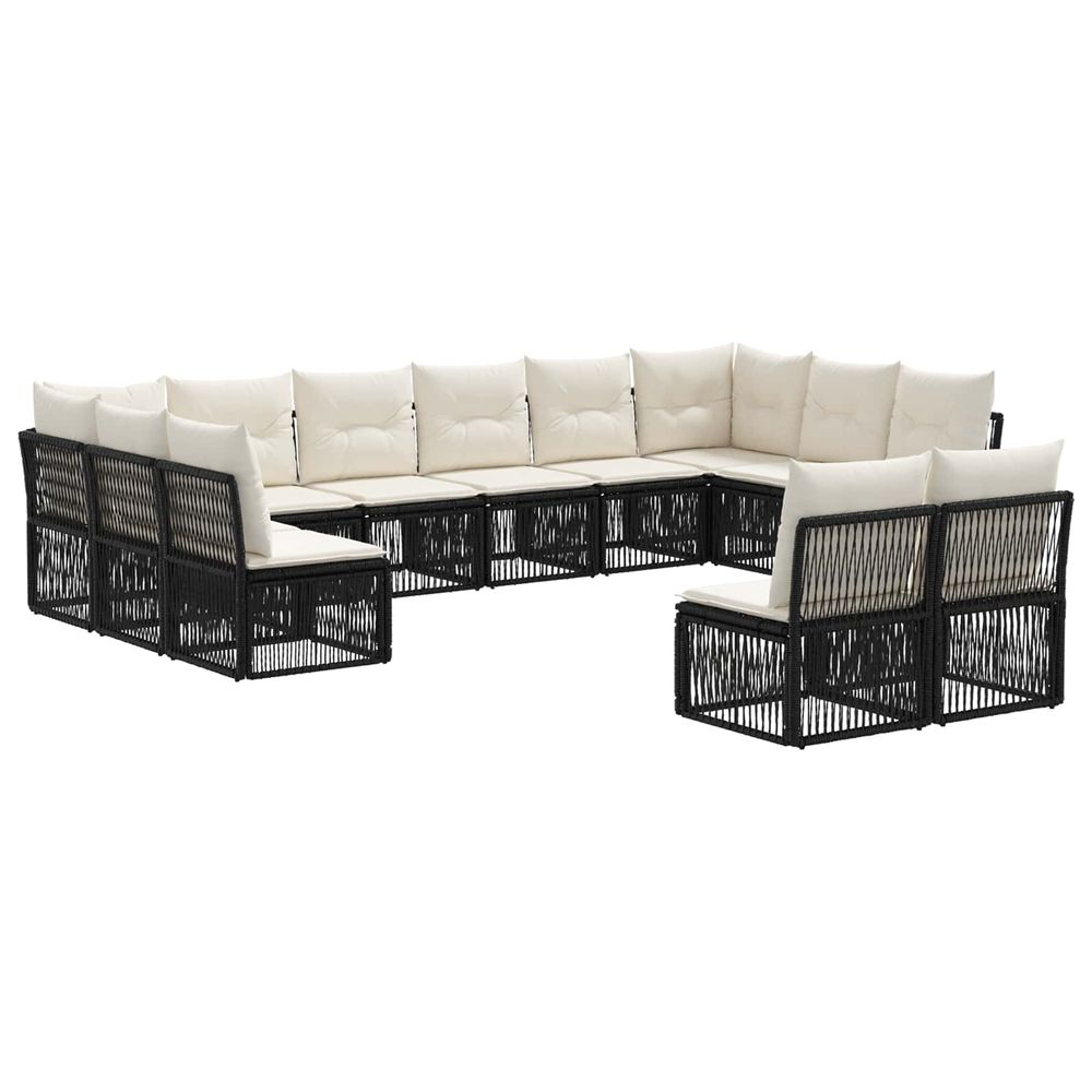 Ensemble de canapé de jardin 12 pc noir polyrotin