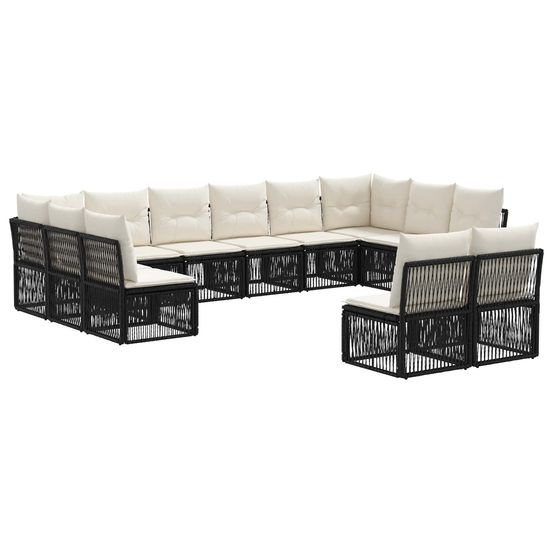 Ensemble de canapé de jardin 12 pc noir polyrotin