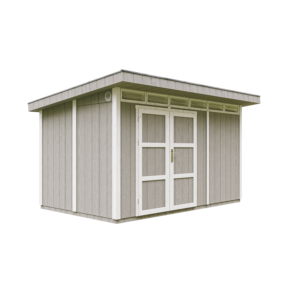 Abri de jardin à base de bois en panneaux lp smartside 9m²-avec sol l412xl279xh237cm-timbela m904a- couleur de peinture tundra grey