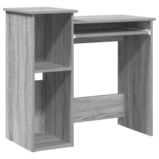 Bureau avec étagères sonoma gris 84x40x78 cm bois d'ingénierie