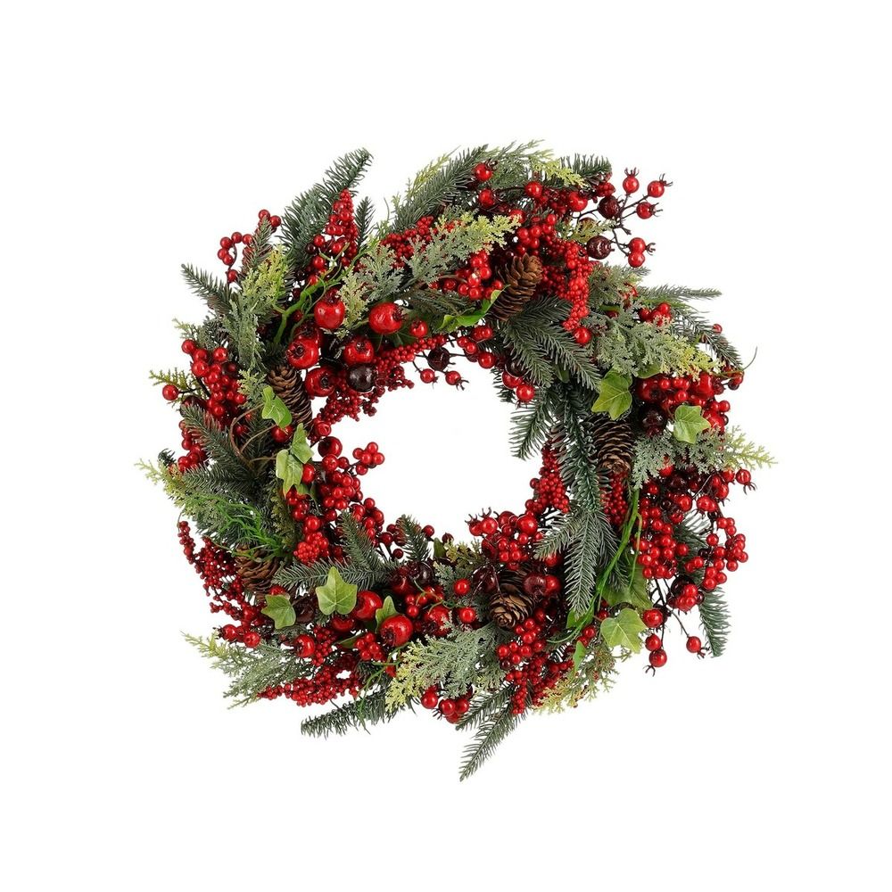 Mica decorations norah couronne avec pommes de pin - décoration murale pour porte et fenêtre - ambiance noël pour l'intérieur de