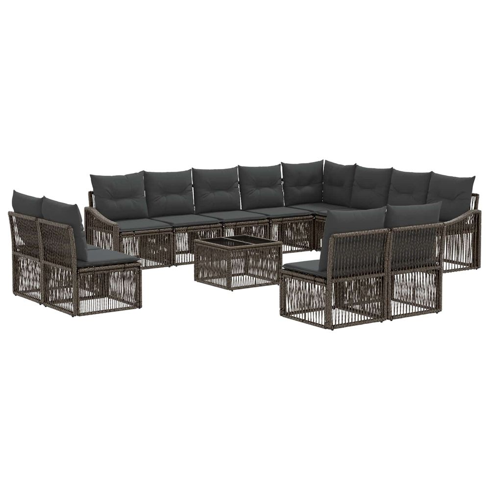 Ensemble de canapé de jardin 13 pc gris polyrotin
