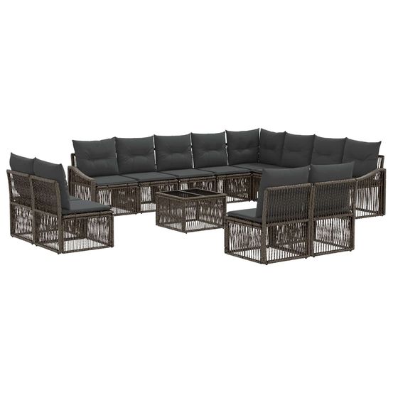 Ensemble de canapé de jardin 13 pc gris polyrotin