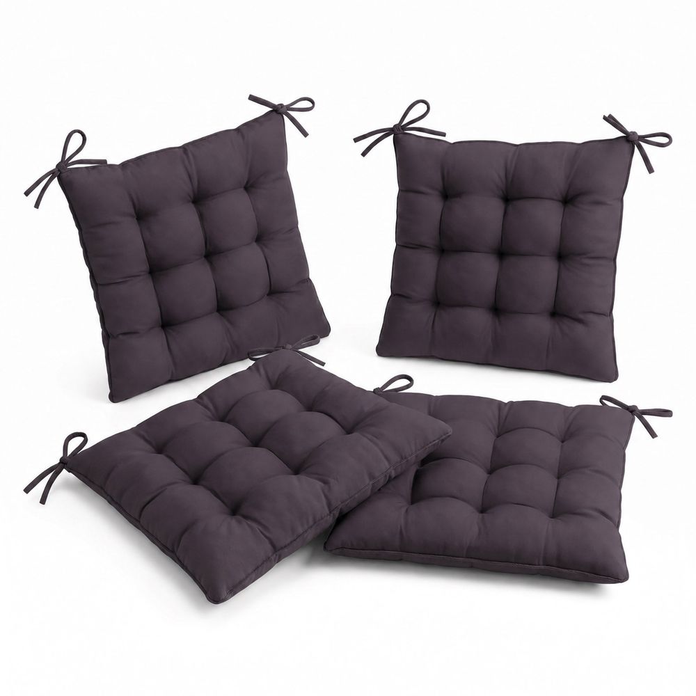 Lot de 4 galettes de chaise en polyester 40 x 40 cm gris carbone