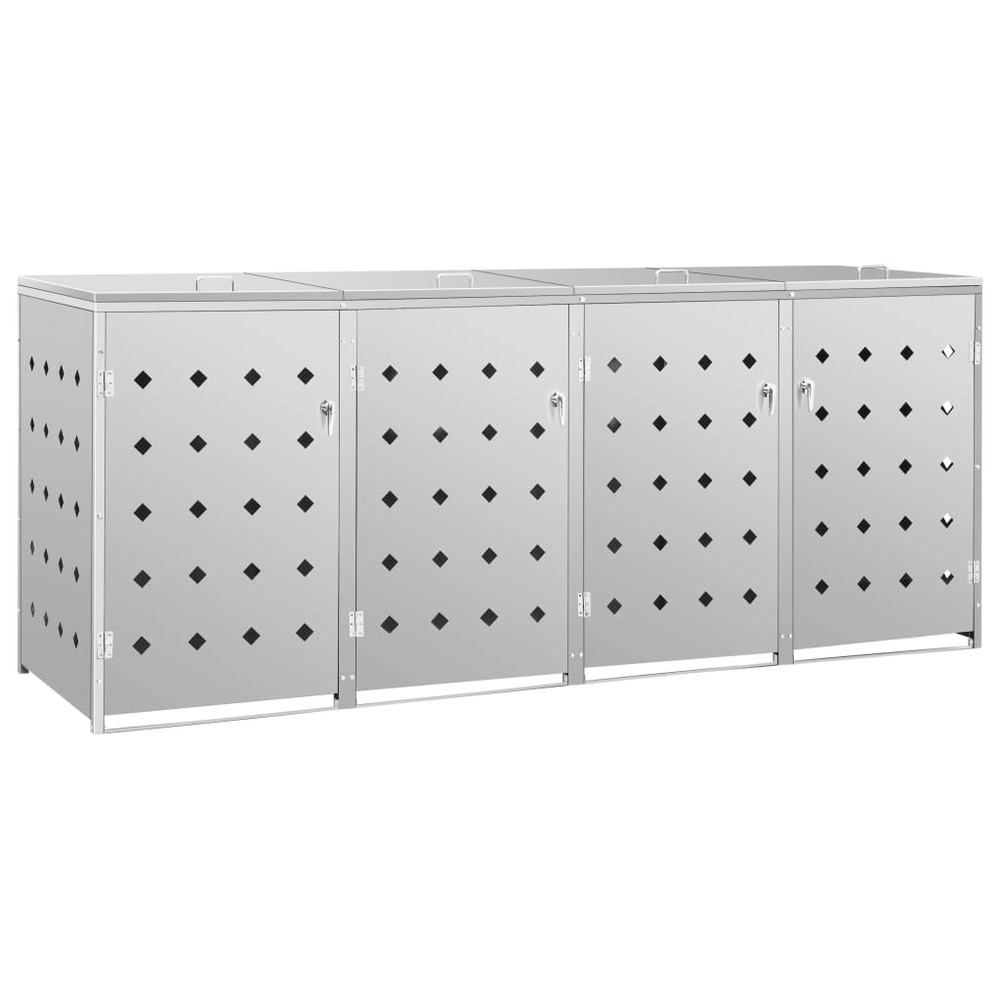 Abri de poubelle quadruple sur roulettes 240 l acier inoxydable