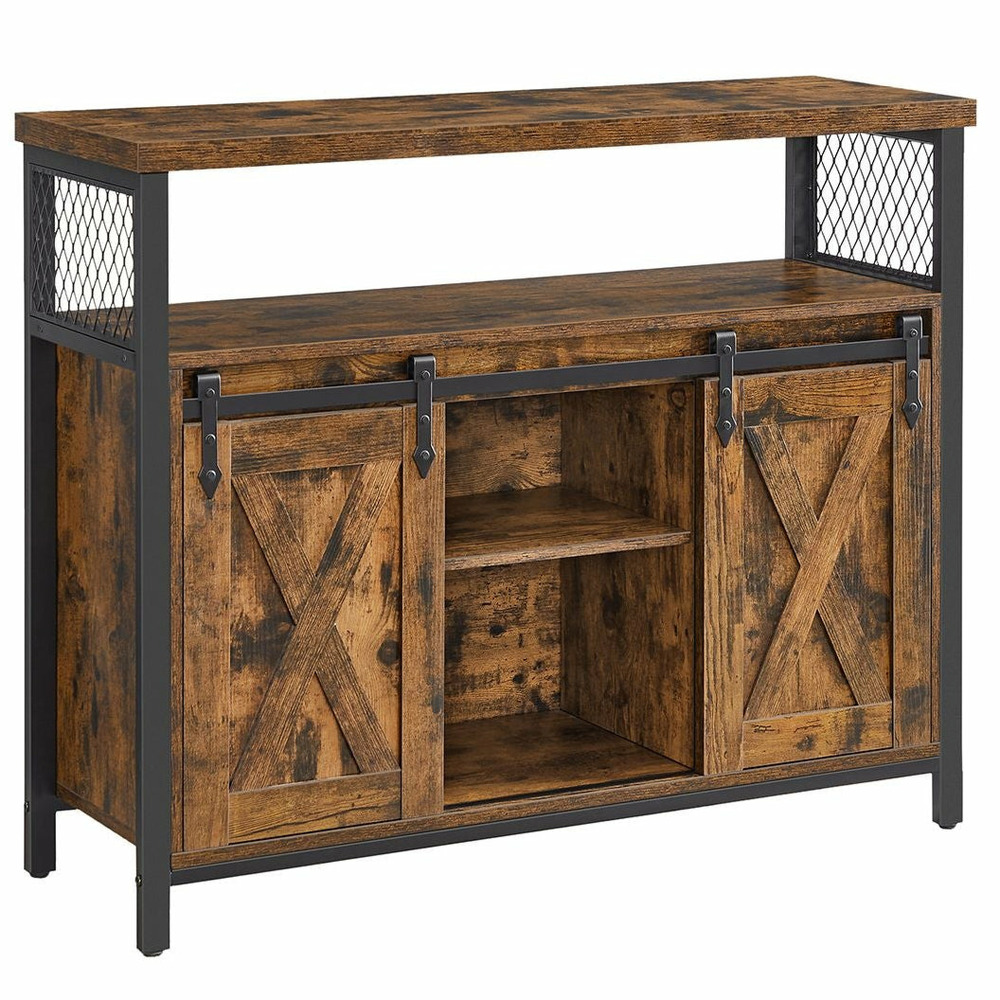 Buffet de salle à manger placard de cuisine meuble de rangement armoire portes de grange coulissantes étagère réglable style