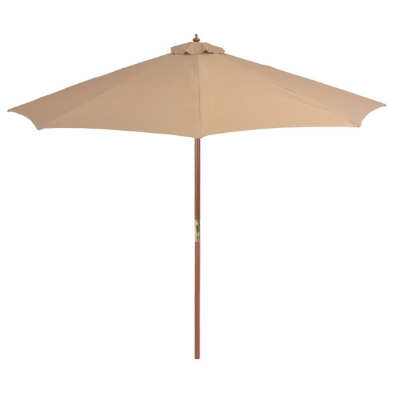 Parasol d'extérieur avec mât en bois 300 cm taupe