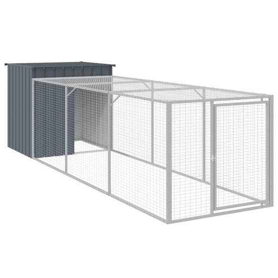Poulailler avec cour anthracite 110x405x110 cm acier galvanisé