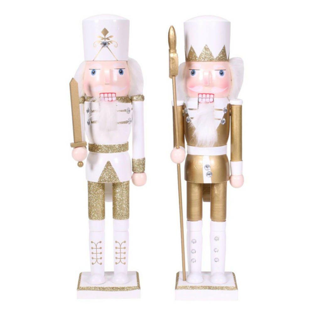 Lot de 2 casse-noisettes noël blanc & doré