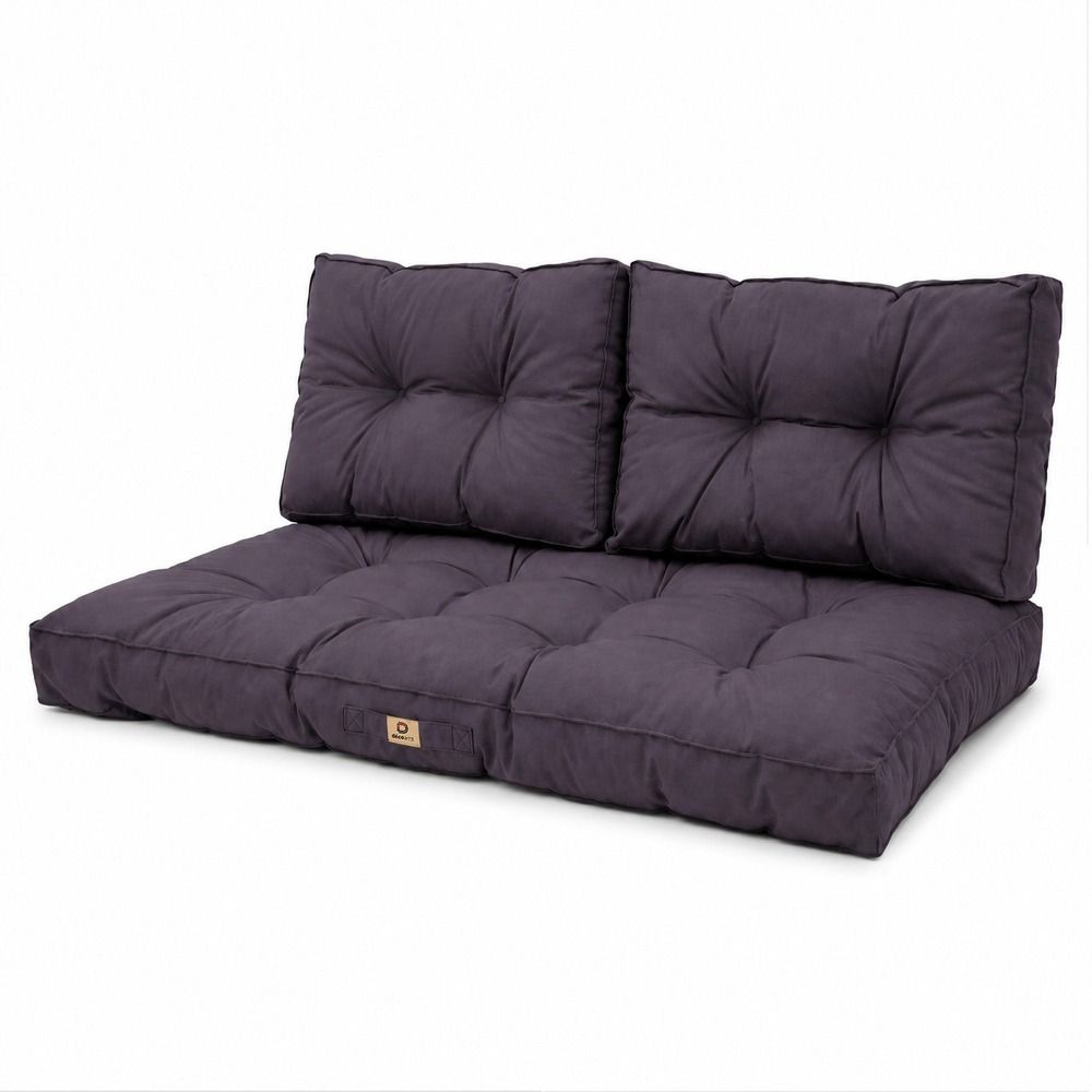 Coussins pour salon de jardin capitonné 120x60cm gris carbone