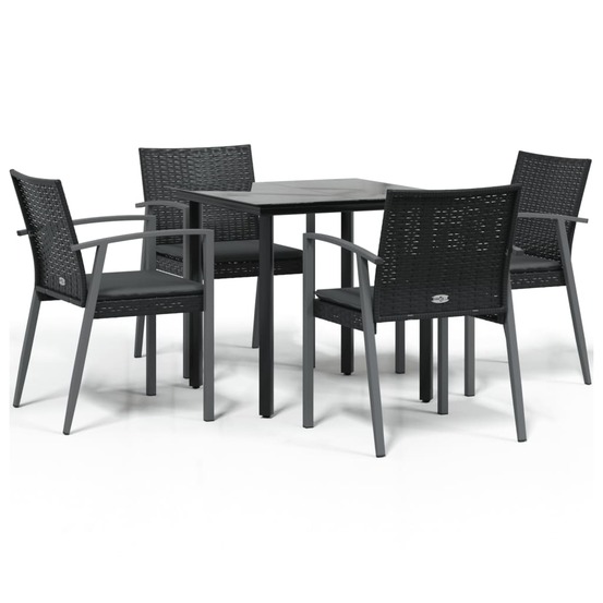 Ensemble à manger de jardin 5 pcs coussins résine tressée acier