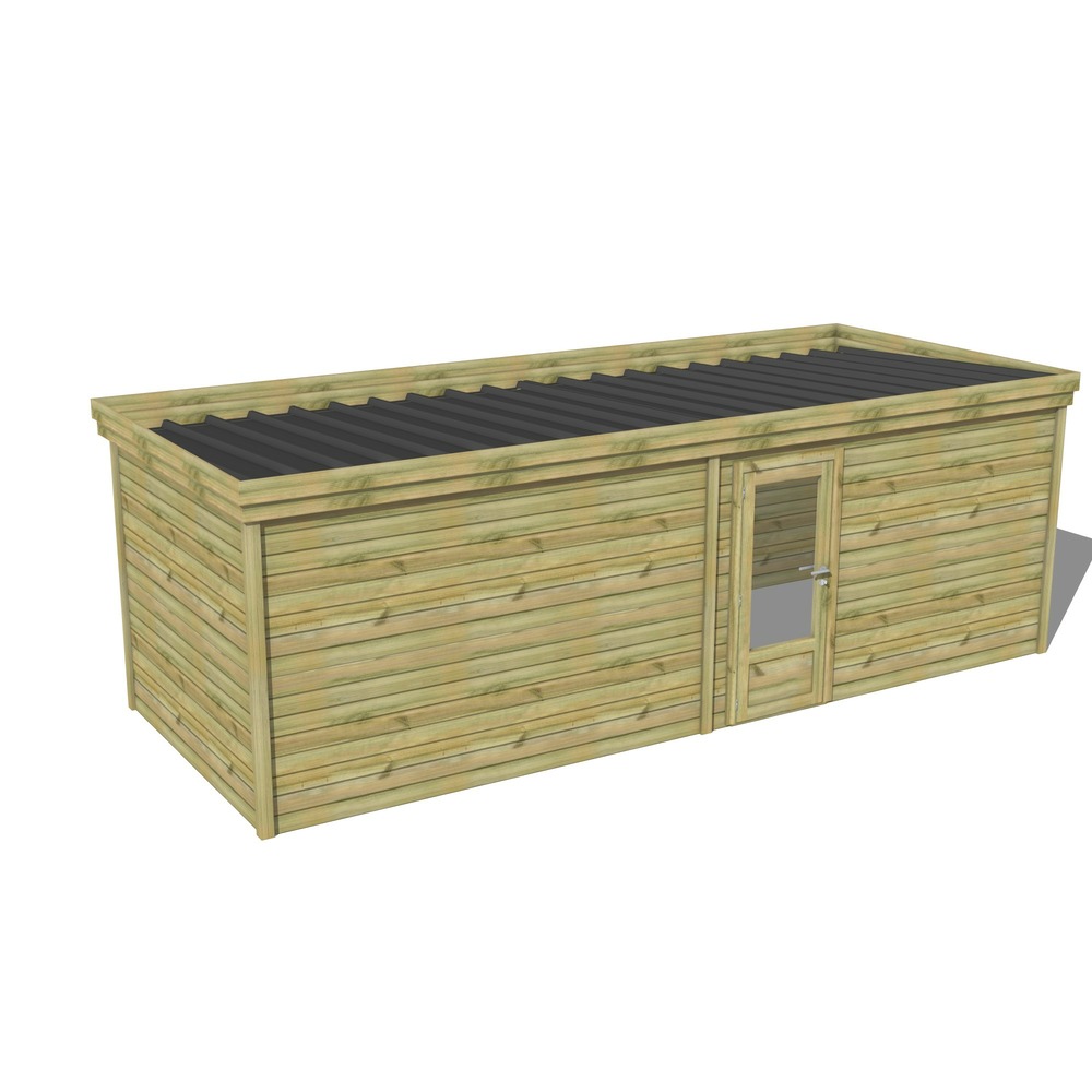 Abri de jardin bois pin traité autoclave 27mm - 7,29x2,64m / 19m2 - bac acier - abri français