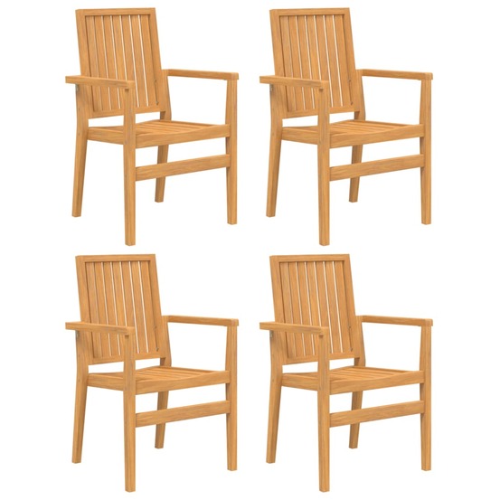 Chaises de jardin empilables lot de 4 56,5x57,5x91 cm bois teck