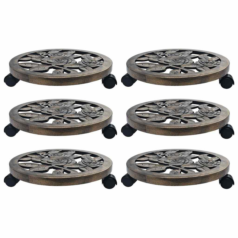 Chariots pour plantes 6 pcs Bronze 38