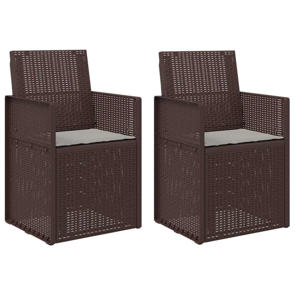 Chaises de jardin salle à manger 2 pc marron et gris clair pp