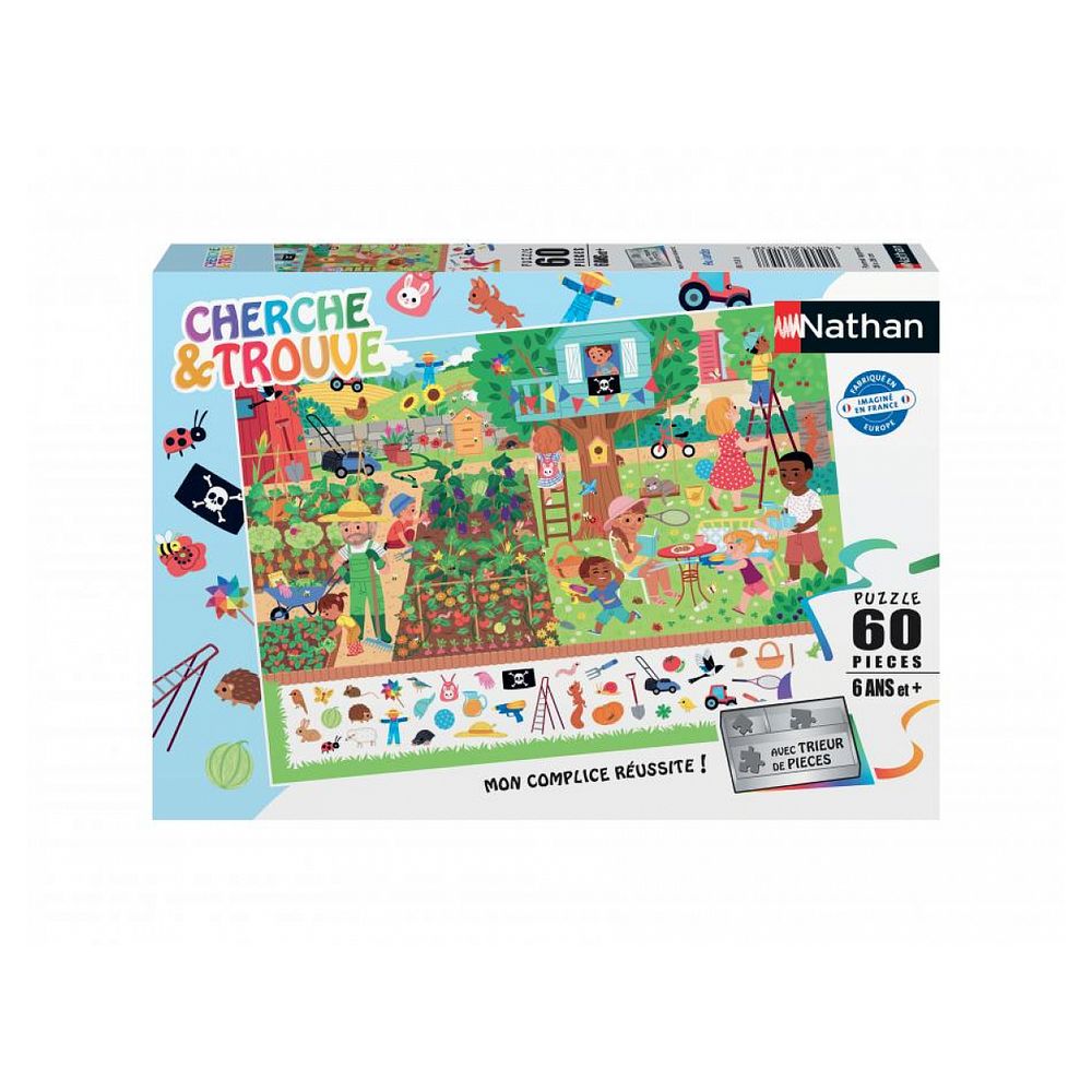 Nathan puzzle cherche et trouve 60 pieces - au jardin