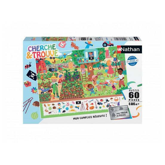 Nathan puzzle cherche et trouve 60 pieces - au jardin