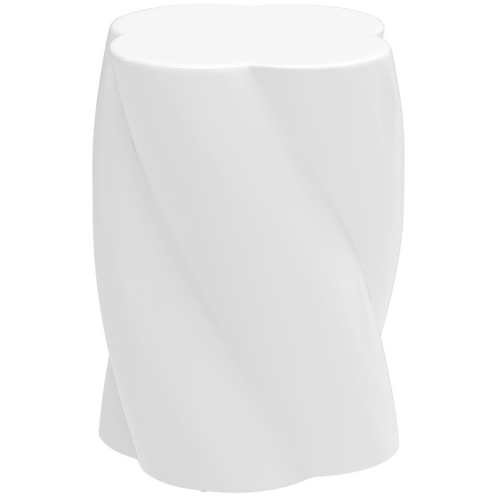 Tabouret de jardin en céramique forme spirale avec couvercle, capacité 120 kg, ø33 x 45 cm, blanc, extérieur