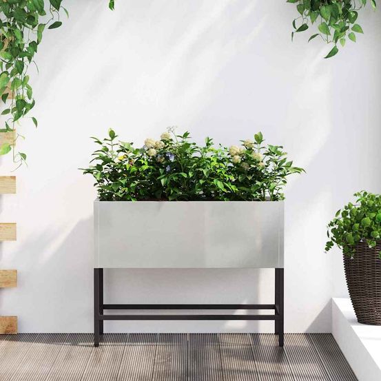 Carré potager sur pieds inox pour aromates 60x26x45 cm argent