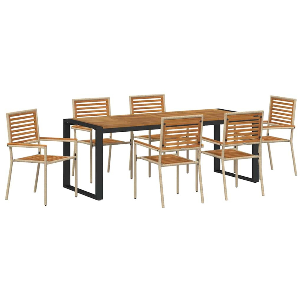Ensemble de salle à manger pour jardin 7 pcs beige et marron