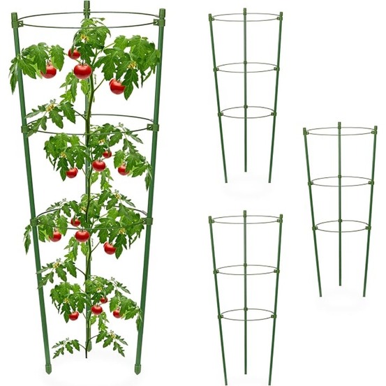 Lot de 4 tuteurs pour tomates vert
