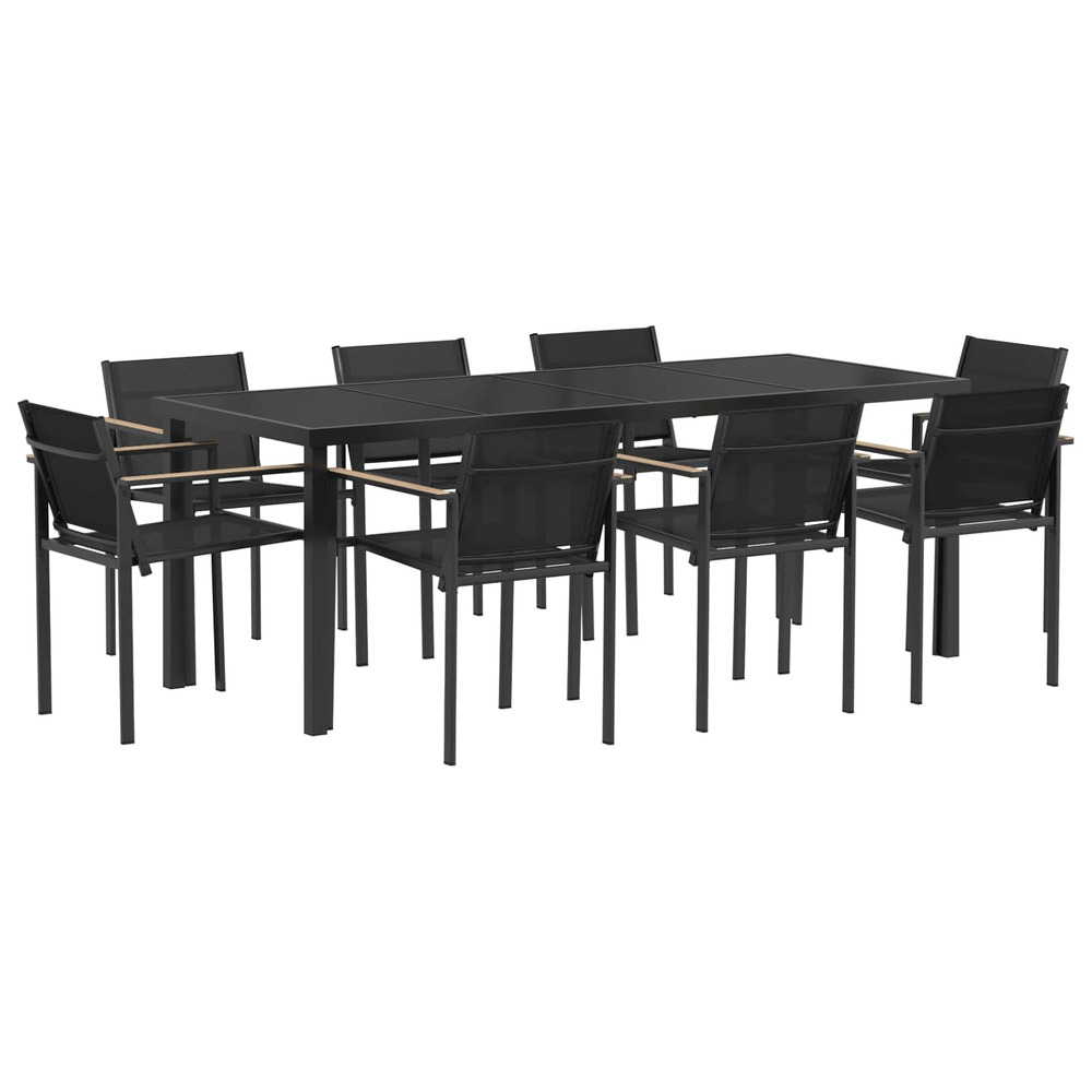 Ensemble de meubles d'extérieur 9 pcs noir et anthracite