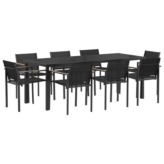 Ensemble de meubles d'extérieur 9 pcs noir et anthracite