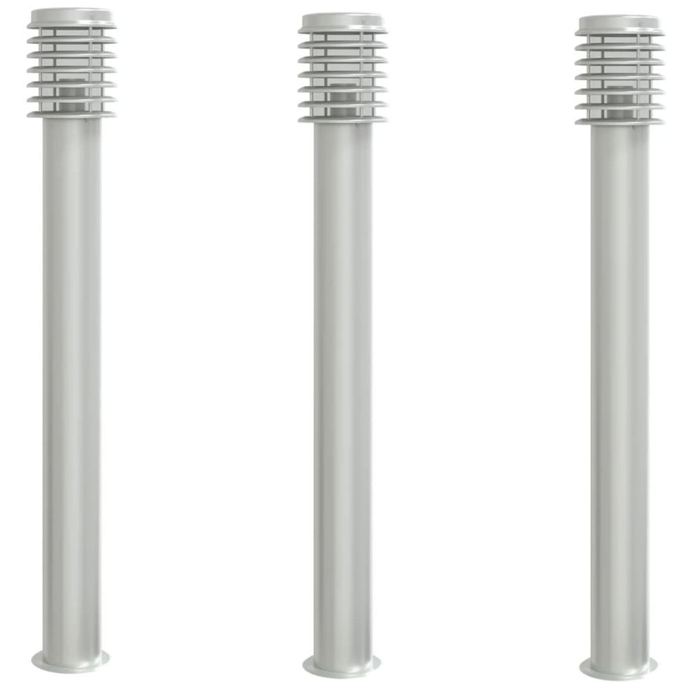 Lampadaires d'extérieur 3 pcs argenté 110 cm acier inoxydable