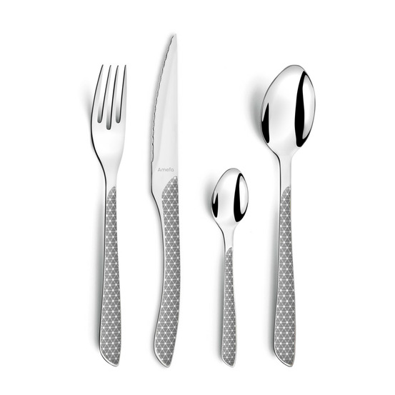 Eclat geo gris & blanc - ménagère 24 pièces