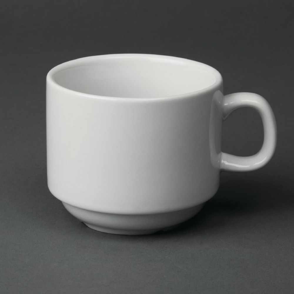 Tasse à thé empilable blanche 200 ml whiteware lot de 12 olympia
